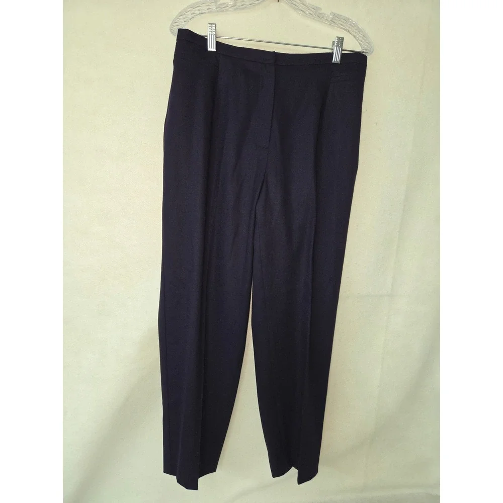 Talbots Navy Blue Wool Blend Classic Fit Lined Trousers Pants Women Petites 14W